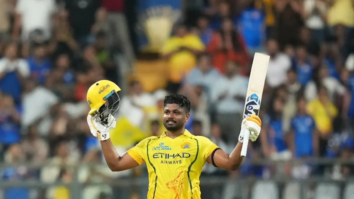 Sanju Samson Roars At Wankhede, CSK Star Hammers 5th IPL Century In Style During MI Clash Sanju Samson celebrating his century