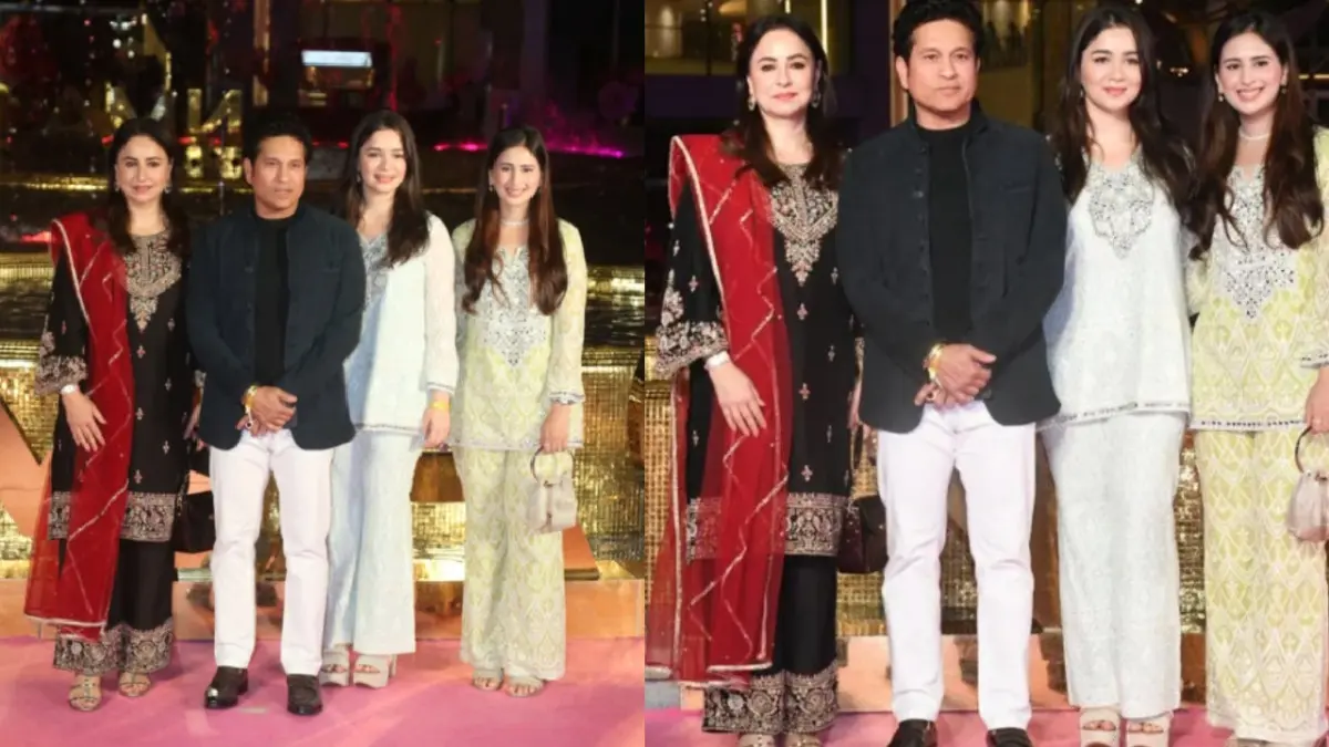 भाभी सानिया संग ट्विनिंग कर रहीं सारा तेंदुलकर, इतनी महंगी ड्रेस में अंबानी परिवार के इवेंट में मारी एंट्री, VIDEO Sara Tendulkar