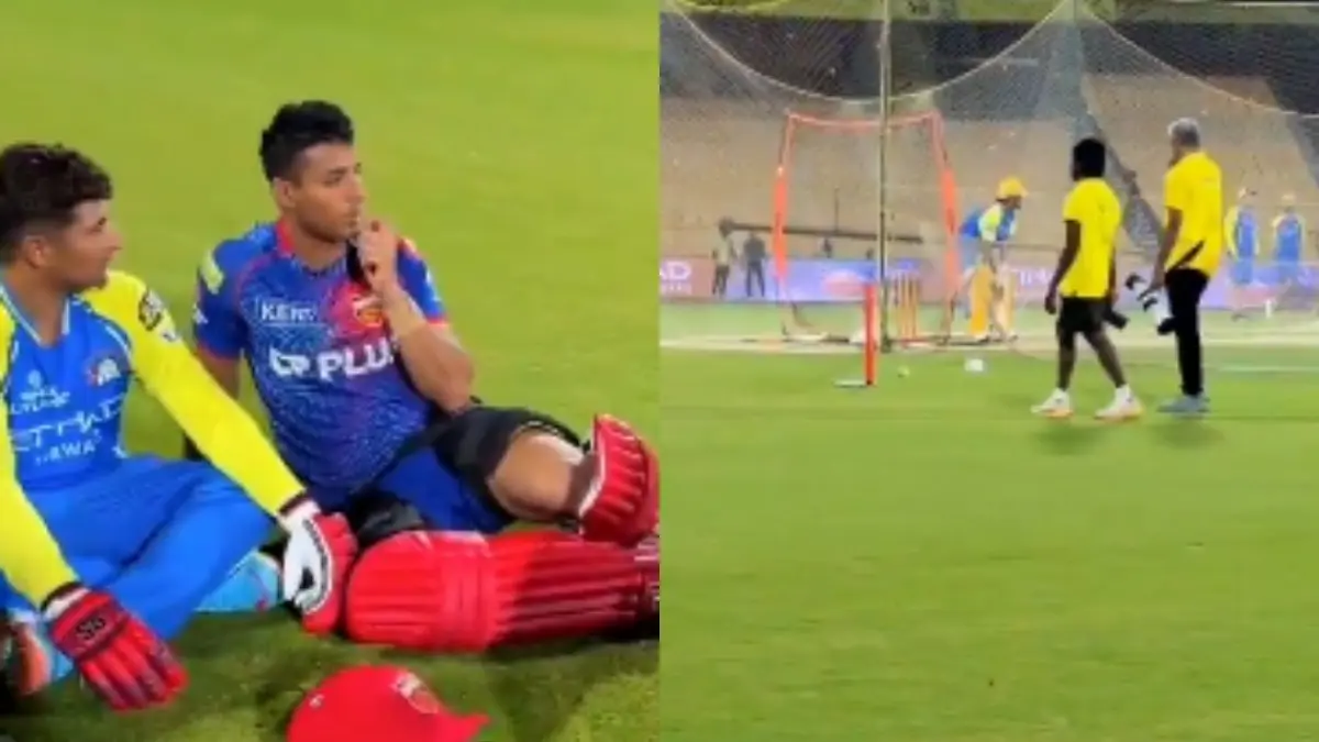 WATCH | Sarfaraz Khan in Awe of MS Dhoni During CSK's Net Session Ahead of IPL 2026 Clash vs PBKS: 'Tu Kya Karega 45 Mein?' Sarfaraz Khan, MS Dhoni