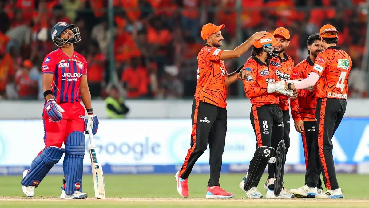 Sunrisers Hyderabad Cry Foul Over Avesh Khan Incident, Likely To Lodge Complaint With BCCI After IPL 2026 Loss To LSG: Report SRH players celebrate the wicket of Nicholas Pooran