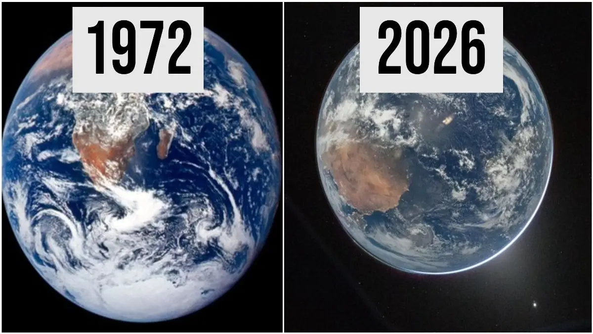Then Vs Now: NASA Shares Pics Of Earth Clicked 54 Years Apart By 'Apollo 17' & 'Artemis II' Then Vs Now: NASA Shares Pics Of Earth Clicked 54 Years Apart By 'Apollo 17' & 'Artemis II'