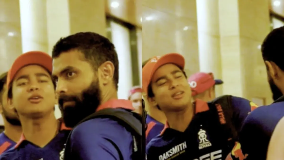 Vaibhav Sooryavanshi HILARIOUSLY Forces Ravindra Jadeja to Cut Cake After RR Beat PBKS in IPL 2026 | WATCH VIDEO Vaibhav Sooryavanshi, Ravindra Jadeja