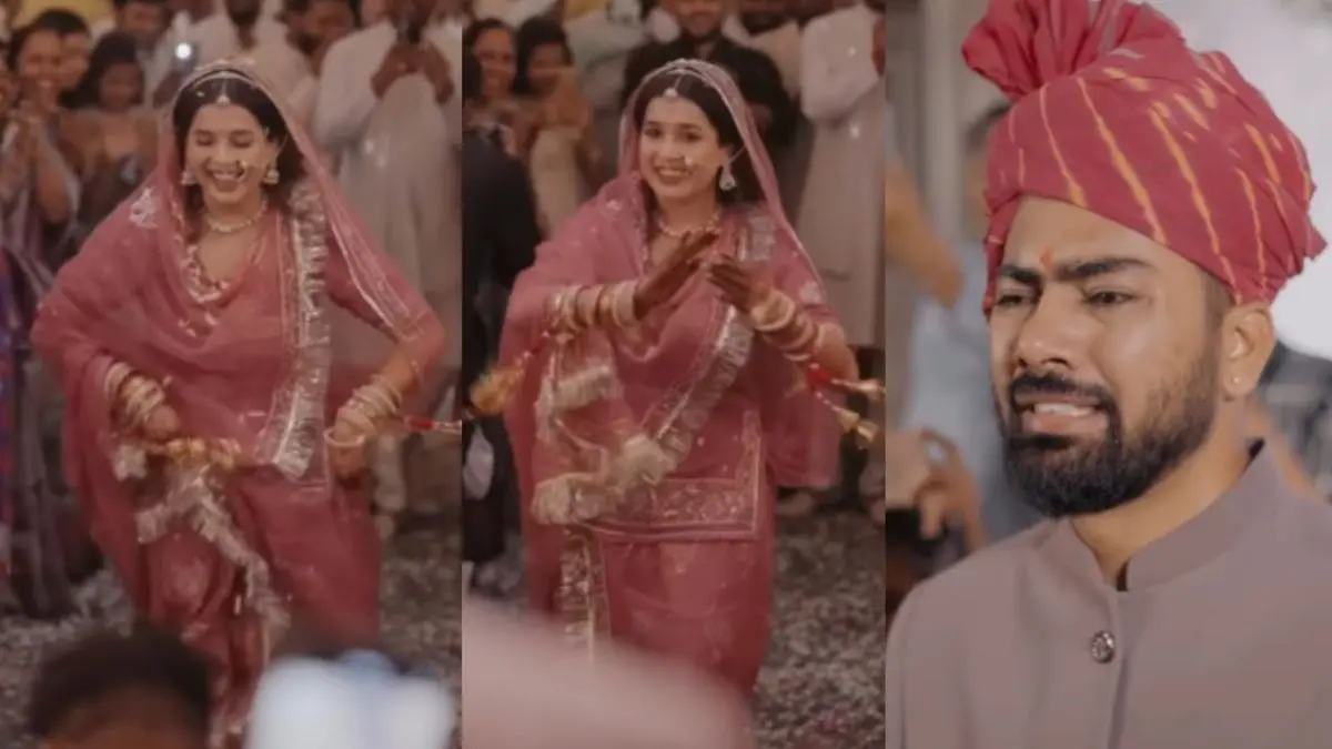 जब मराठी मुल्गी बनी मारवाड़ी दुल्हन, दूल्हे की आंखों से छलक पड़े आंसू; सरप्राइज परफॉर्मेंस ने जीत लिया दिल- VIDEO VIRAL Viral Video