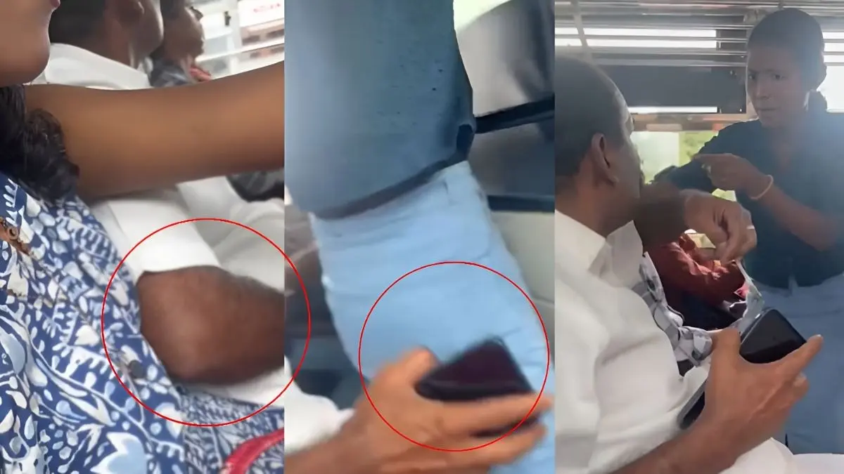 भरी बस में बेटी की उम्र की लड़की से अधेड़ ने की अश्लीलता की हद पार, युवती ने पहले गाल पर रसीदा चमाचा, फिर सिखाई तहजीब Viral Video