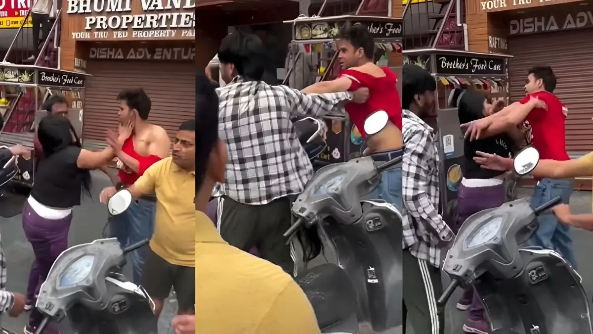 'नोचें बाल, फाड़े कपड़े, चलाए लात- घूसे...' ऋषिकेश में सरेआम युवक के साथ पार की हैवानियत की हदें, कपल ने दौड़ा-दौड़ा कर किया अधमरा viral video couple beating man brutal assault