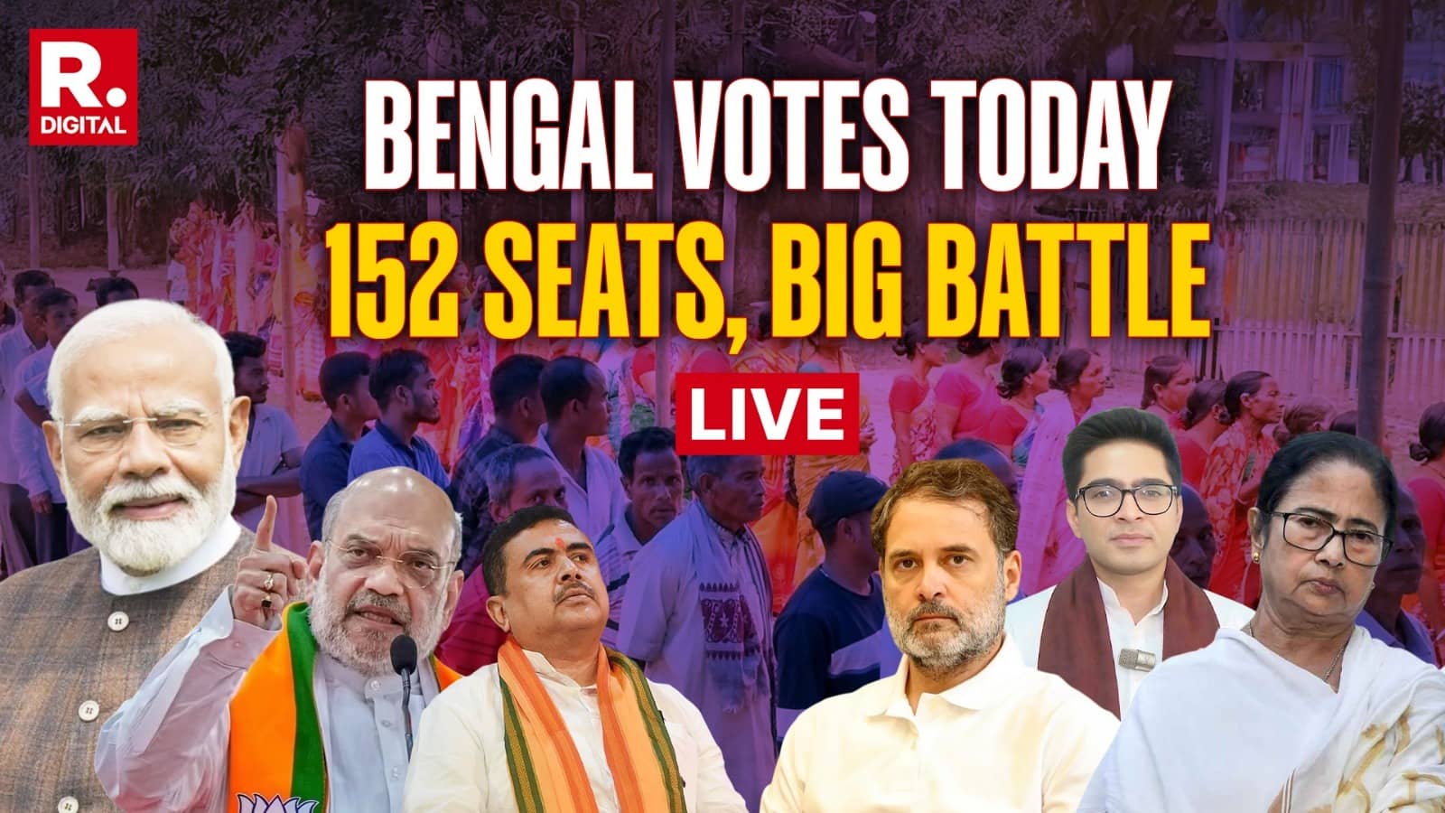 West Bengal Election 2026 LIVE: Voting Begins For 152 Constituencies in Phase 1, PM Modi Urges High Voter Turnout in Bengal 
