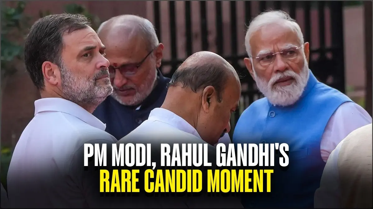Rare 'Namaste' Moment: PM Modi and Rahul Gandhi Share Candid Interaction at Parliament Premises | WATCH x