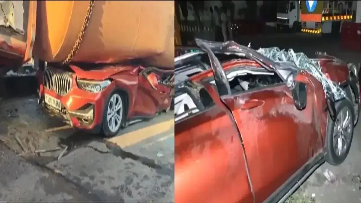 Massive Truck Topples Over, Flattens BMW In Andhra Pradesh; High Court Lawyer Fatally Crushed X