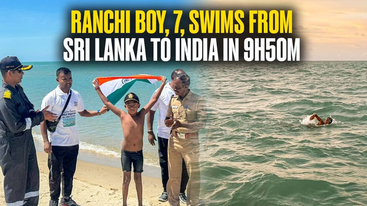 7-Year-Old Ishank Singh Swims from Sri Lanka to India Across Palk Strait in 9 Hours 50 Minutes, Sets World Record | Republic World