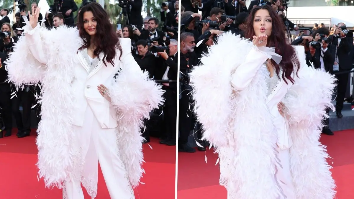 Vision In White: Aishwarya Rai Closes Cannes Film Festival 2026 In Dramatic Monochrome Pantsuit Aishwarya Rai's final look at Cannes Film Festival