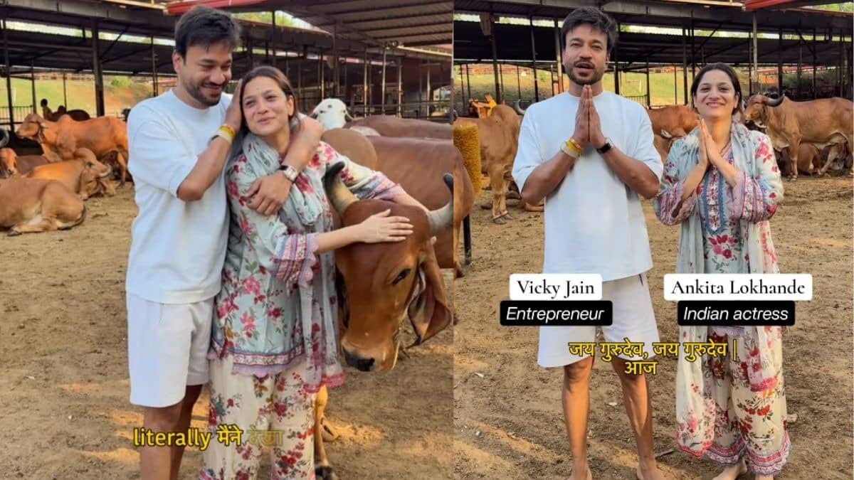 Ankita Lokhande- Vicky Jain: ग्लैमर छोड़ आश्रम पहुंचीं अंकिता लोखंडे, बिजनेसमैन पति संग की गायों की सेवा, साफ की गौशाला