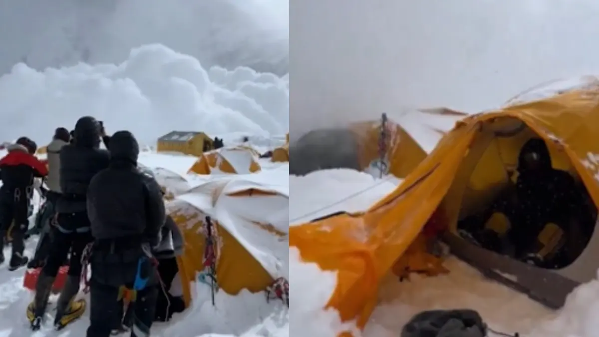 Avalanche On Everest: Wall of Snow Slams Into Base Camp Amid Record-Breaking Season Avalanche Narrowly Misses Everest Base Camp 2026
