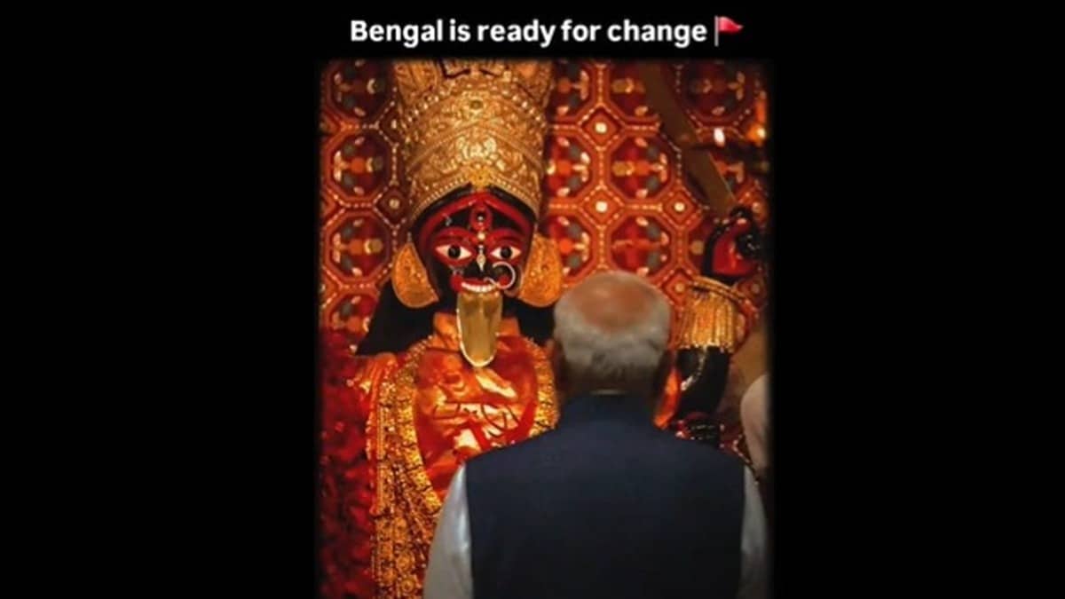 'Bengal is Ready for Change': BJP Shares Video of PM Modi Praying to Goddess Kali Amid Strong Early Trends in Bengal