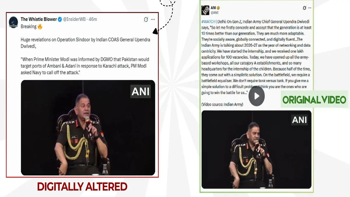 Beware! Deepfake Video Falsely Quotes Army Chief General Upendra Dwivedi On Operation Sindoor Beware! Deepfake Video Falsely Quotes Army Chief General Upendra Dwivedi On Operation Sindoor