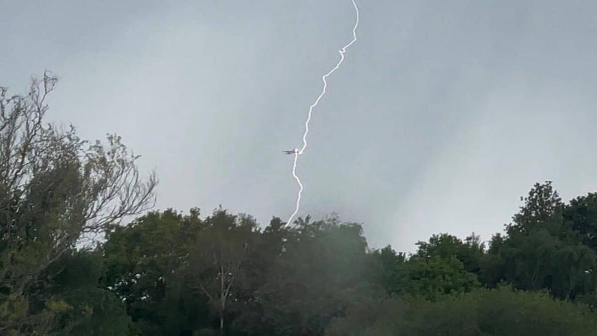 Camera Captures Split-Second Lightning Strike On EasyJet Plane Mid-Flight Over Gatwick