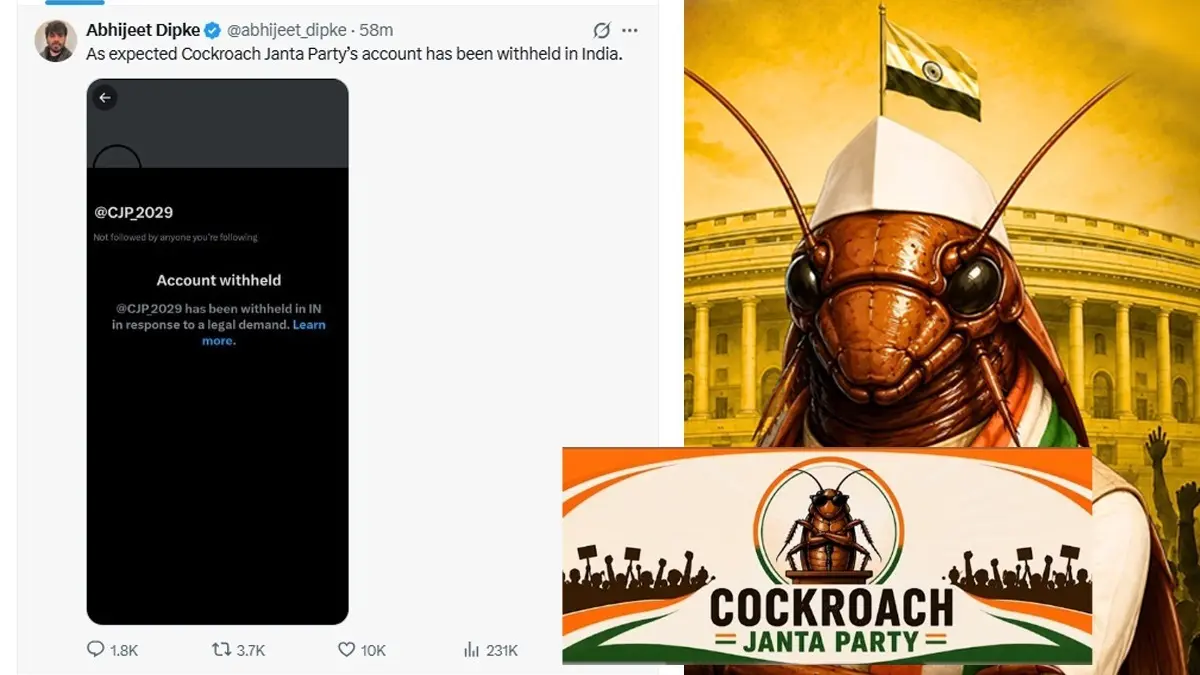 Cockroach Janta Party’s X Handle Blocked In India Hours After It Crossed 13 Million Followers On Instagram Cockroach Janta Party’s X Handle Blocked In India Hours After It Crossed 13 Million Followers On Instagram