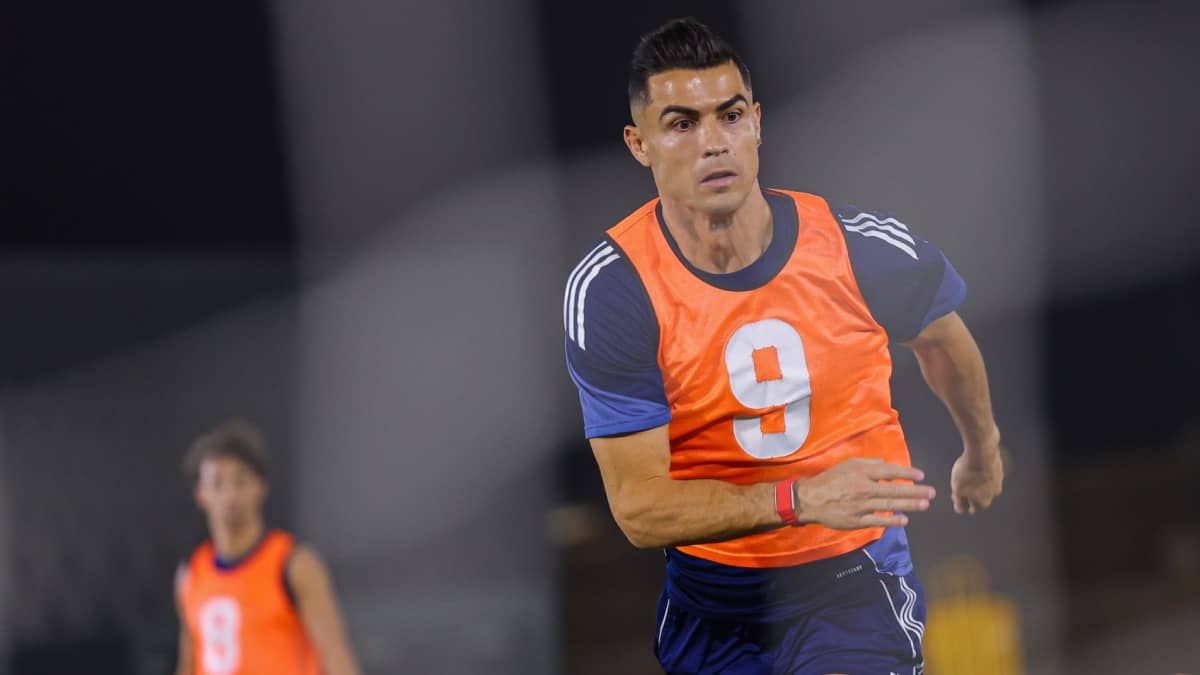 Cristiano Ronaldo at a Al-Nassr practice session