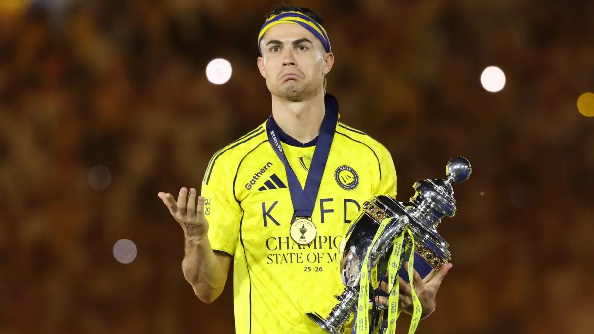 Cristiano Ronaldo Hails Al-Nassr After Lifting Maiden Saudi Pro League Title: 'Means So Much To Us' Cristiano Ronaldo with Saudi Pro League trophy