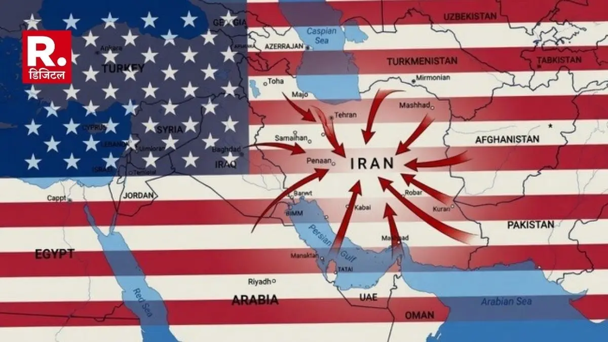 Iran US War: डोनाल्ड ट्रंप ने शेयर किया अमेरिकी झंडे वाला खाड़ी का मैप, ईरान को दे रहे धमकी? क्या हैं इसके मायने Donald Trump shares AI-generated Middle East map, full of red arrows pointing to Iran