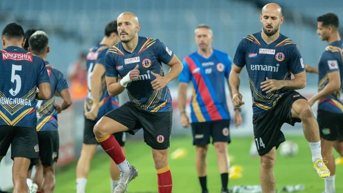 East Bengal players at a practice session