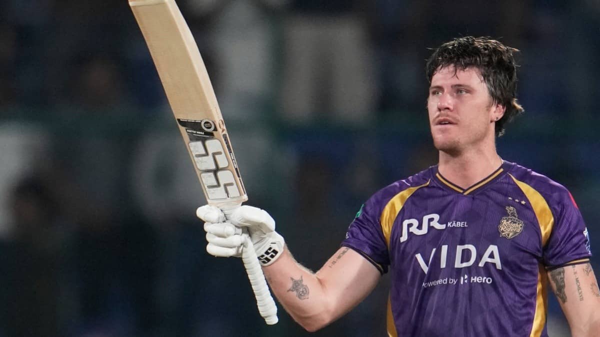 Finn Allen celebrating after century