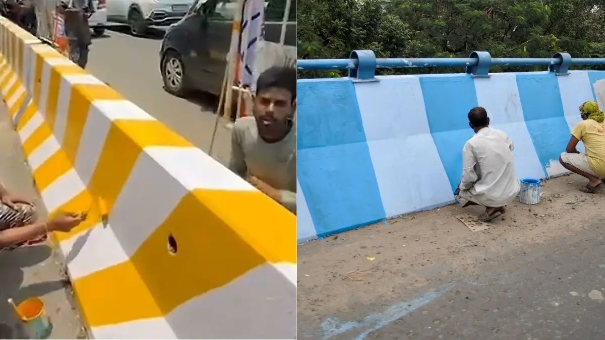 From Blue & White To Yellow & White: West Bengal’s Streets Reflect A New Political Era From Blue & White To Yellow & White: West Bengal’s Streets Reflect A New Political Era
