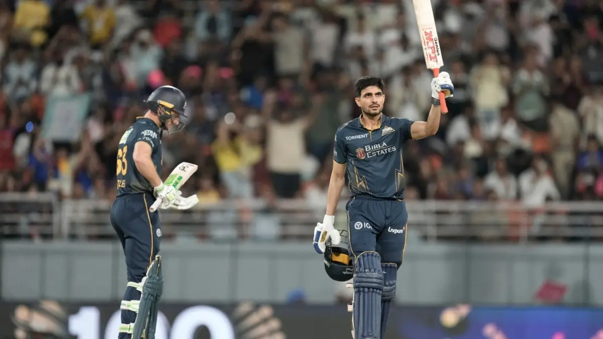 GT vs RR, IPL 2026 Qualifier 2: Shubman Gill's Masterclass Help Gujarat Titans Edge Past Rajasthan Royals To Seal Spot In Final GT skipper Shubman Gill celebrating his century against RR