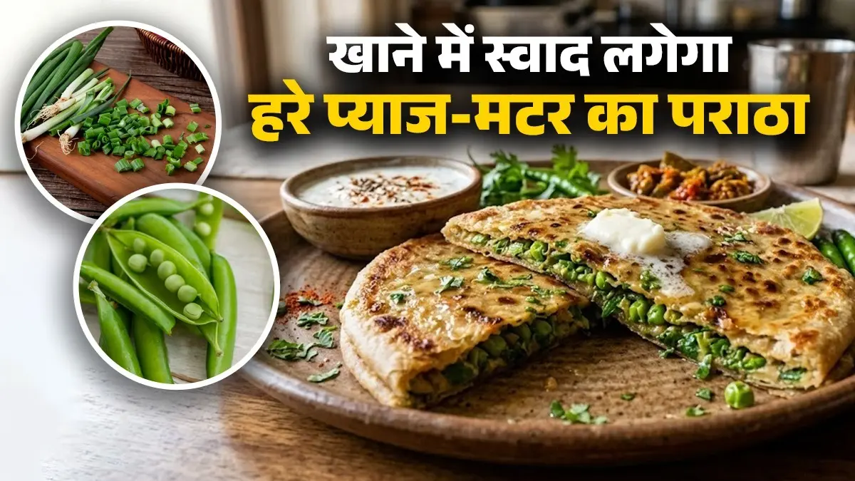 Hare Pyaz Matar Ka Paratha Recipe: पनीर-आलू नहीं, घर में ऐसे बनाएं हरे प्याज और मटर का पराठा, खाते ही चाटते रह जाएंगे उंगलियां hare pyaz matar ka paratha recipe at home for breakfast peas and green onion paratha recipe