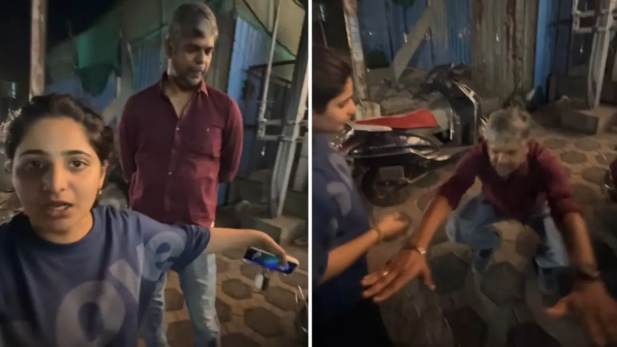 VIRAL VIDEO: नशे में अंकल जी चले थे आशिकी लड़ाने, लड़की ने बीच सड़क पर कैमरे के सामने सिखाया तगड़ा सबक hyderabad-viral-video drunk man harassed girl confronts-drunk-man in mcdonalds-harassment said sorry and do-sit-ups