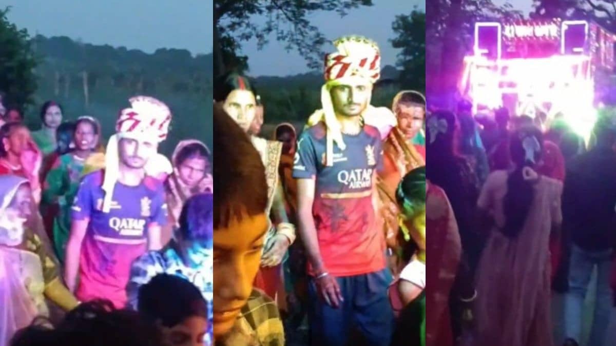 ipl-2026-rcb-fan-groom-wears-jersey-in-baraat-without virat kohli viral-video
