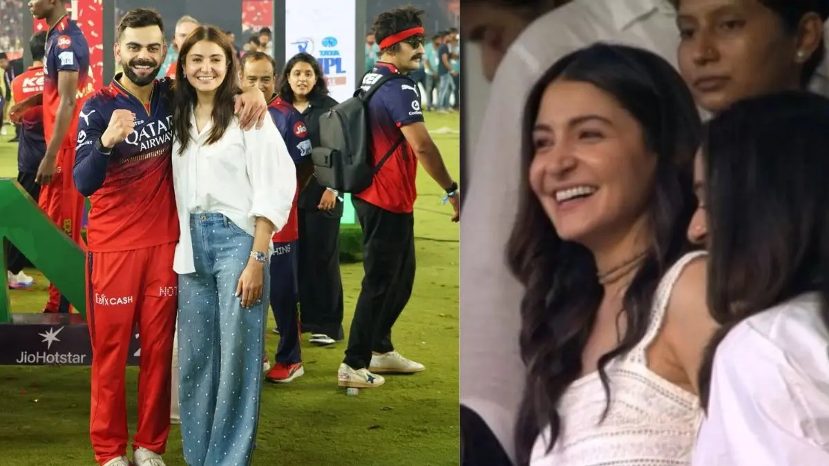 RCB Vs GT: स्टेडियम में विराट की 'लेडी लक'... गले में तुलसी की माला पहनकर मैच देखने पहुंची अनुष्का, क्या RCB की दूसरी जीत पक्की? ipl-final-2026-rcb-vs-gt-actress-anushka-sharma-spotted-wearing tulsi mala in ahemdabad-stadium-supporting virat-kohli