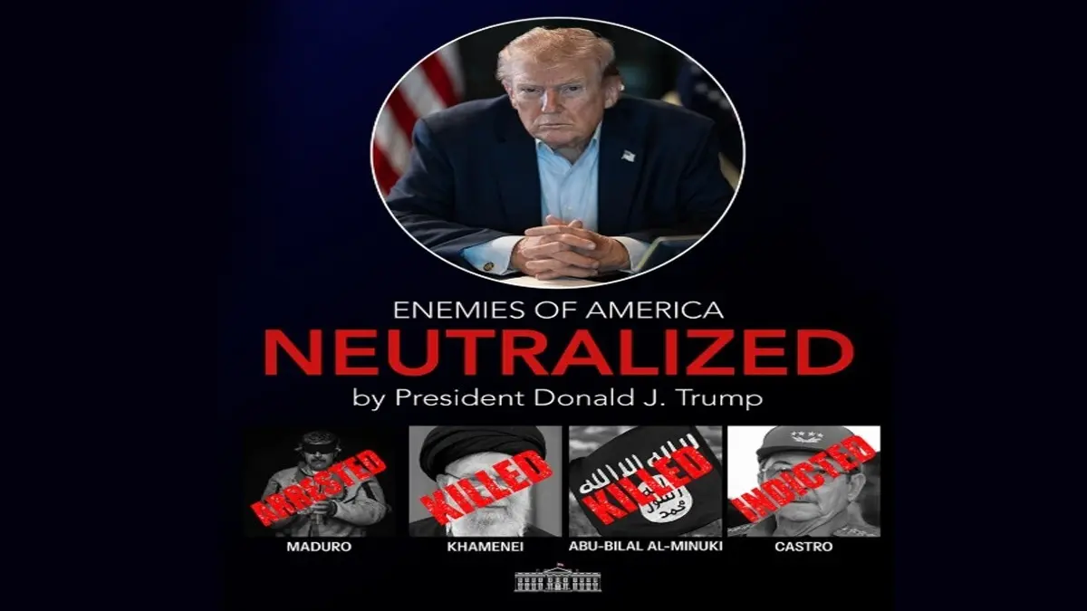 'Justice Will Be Served': White House Declares America's 'Enemies Neutralised' as Trump Targets Maduro, Castro, Khamenei 'Justice Will Be Served': White House Declares America's 'Enemies Neutralised' as Trump Targets Maduro, Castro, Khamenei