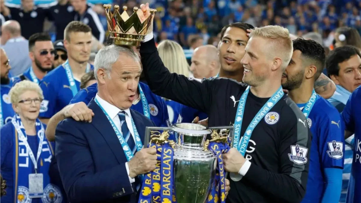 Denmark And Former Leicester Goalkeeper Kasper Schmeichel Retires Due To Shoulder Injury Kasper Schmeichel celebrates after winning Premier League with Leicester City