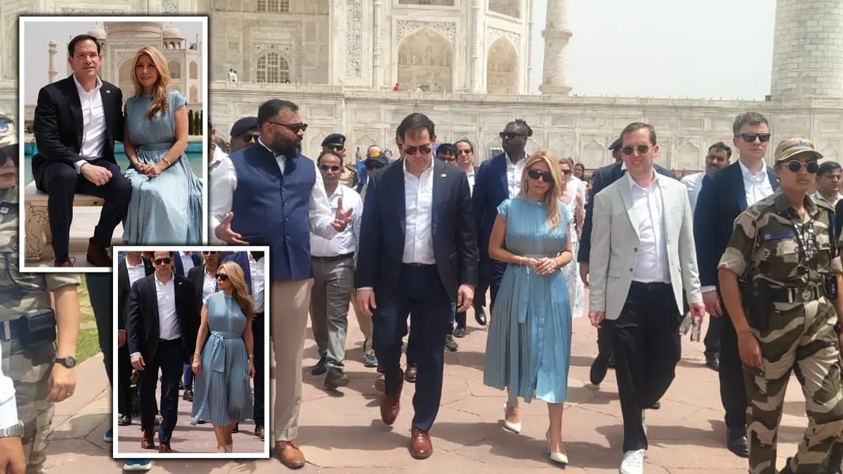 आंखों में काला चश्मा और साथ में फ्रॉक पहने पत्नी जेनेट... अमेरिकी विदेश मंत्री Marco Rubio ने किया ताजमहल का दीदार, Photos Marco Rubio India Visit