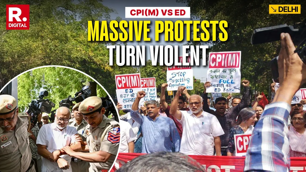 Pinarayi Vijayan’s Supporters Attack ED Team with Slippers & Stones, Smash Car Windshield After Raid; 7 Detained Pinarayi Vijayan’s Supporters Attack ED Team with Slippers & Stones, Smash Car Windshield After Raid; 7 Arrested