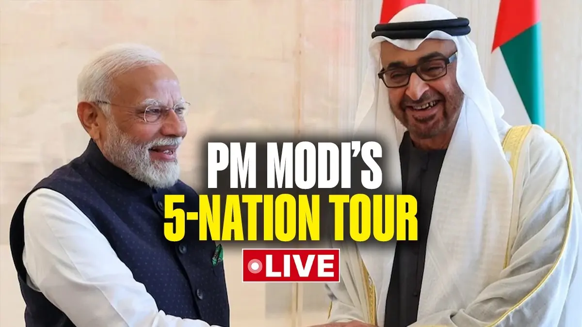 PM Modi’s 5-Nation Tour LIVE: PM Modi's UAE Tour Delivers Big Returns, Visit Yields Defence, Energy Deals, and $5 bn Investment Commitment PM Modi’s 5-Nation Tour LIVE: Prime Minister Modi Lands in UAE, Focus on Trade, Energy and Strategic Partnerships
