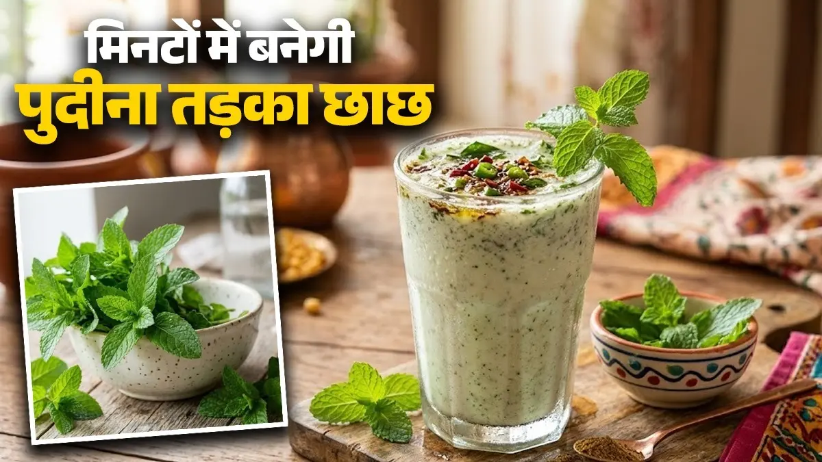 Pudina Tadka Chaas Recipe: गर्मी में 2 मिनट में तैयार हो जाएगी पुदीना वाला तड़का छाछ, पीते ही आप हो जाएंगे कूल-कूल; नोट करें विधि pudina tadka chaas recipe for summer at home mint masala chaach cooling drink