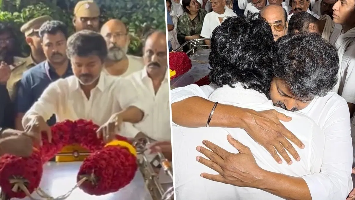 Vijay Hugs Emotional Jiiva At Producer RB Choudary's Funeral | Watch RB Choudary of Super Good Films backed several of Vijay's hits