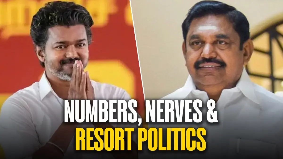 ‘Resort Politics’ Returns To Tamil Nadu: AIADMK Rushes MLAs To Puducherry Amid Rebellion Buzz As Vijay Heads To Lok Bhavan To Meet Governor Again ‘Resort Politics’ Returns To Tamil Nadu: AIADMK Rushes MLAs To Puducherry Amid Rebellion Buzz As Vijay Heads To Lok Bhavan To Meet Governor Again