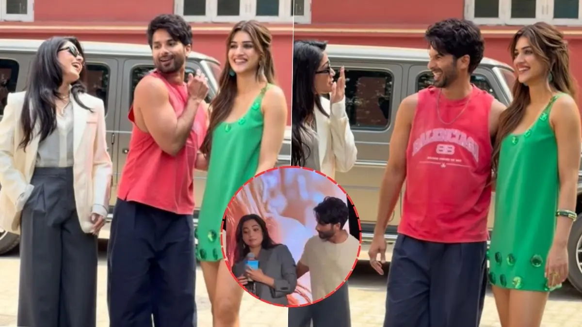 Viral Video: Shahid Kapoor Gets Back At Rashmika Mandanna For Cocktail 2 Song Launch Incident, Leaves Actress In Splits Shahid Kapoor jests with Rashmika Mandanna