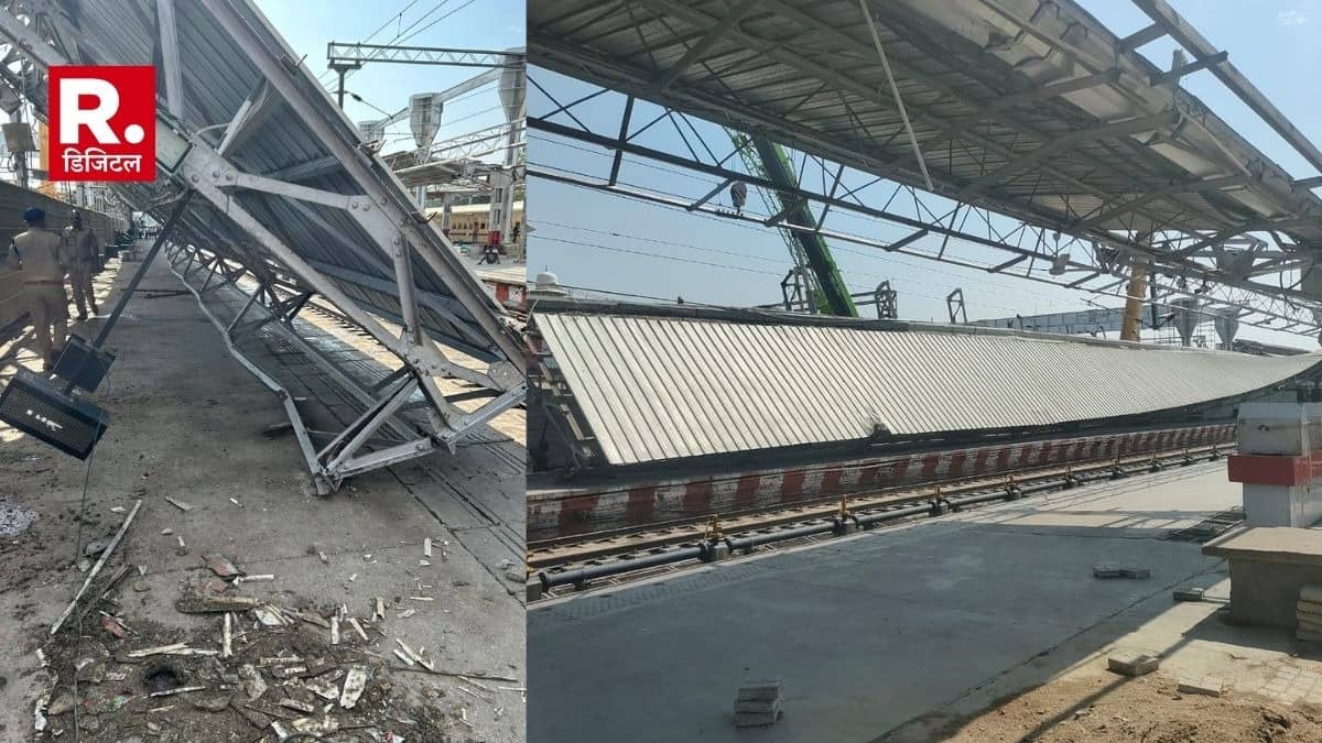 tin shed on platform number 5 of Lucknow Charbagh railway station collapsed