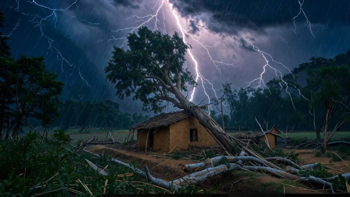Tree Falls On House in Kaushambi