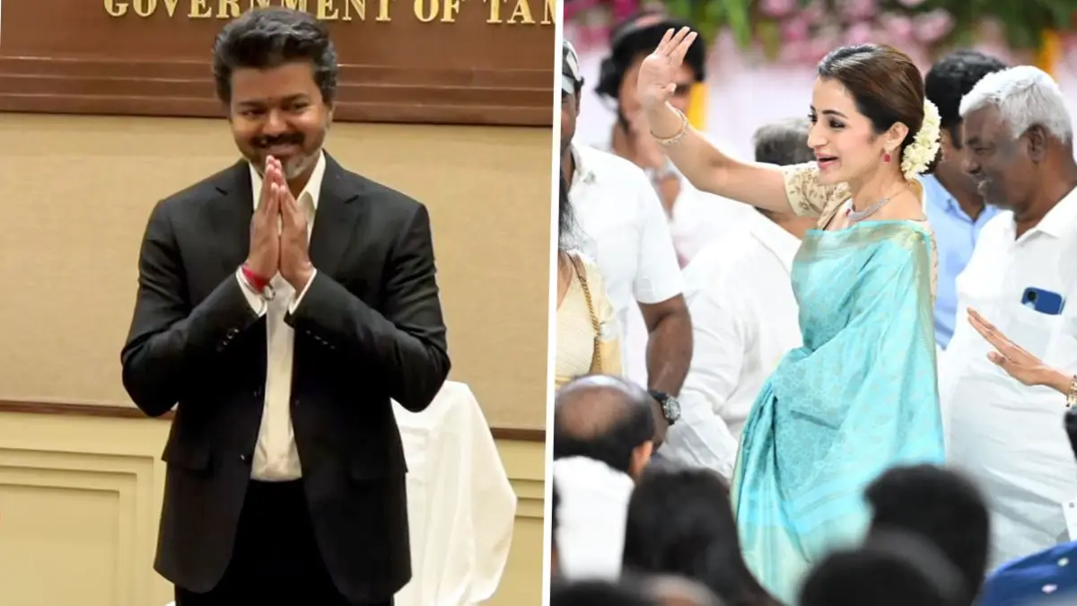 Trisha and Vijay at CM Oath taking ceremony