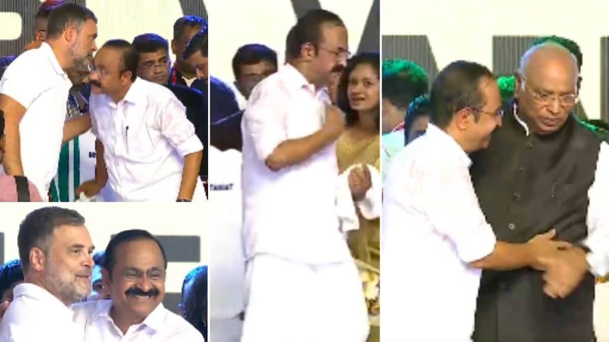 VD Satheesan शपथ लेते ही राहुल गांधी के पास गए, कान में क्या कहा? तुरंत खरगे के पास पहुंचे