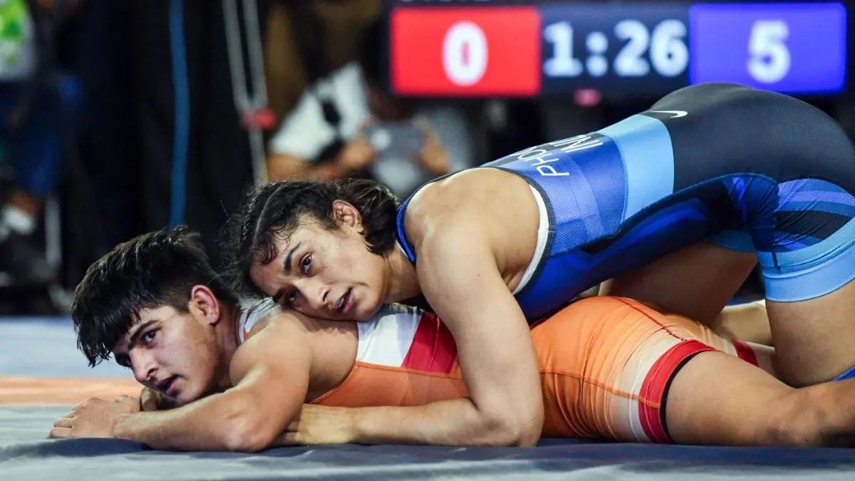 Veteran Wrestler Vinesh Phogat Shows Form, Claims Second Victory In Asian Games Selection Trial Vinesh Phogat in action