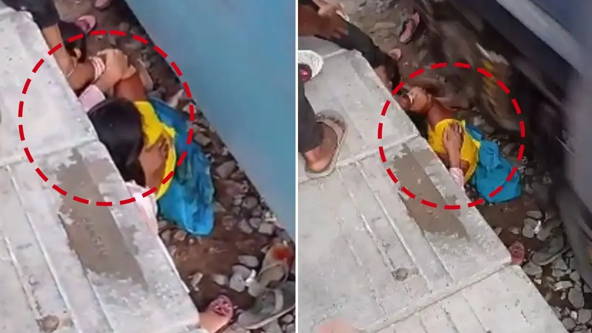 जाको राखे साईंया! रेलवे लाइन क्रास करते समय अचानक आ गई ट्रेन, 3 महिलाएं और 1 बच्ची पटरी पर फंसी, गुजर गई पूरी ट्रेन फिर... VIDEO viral video
