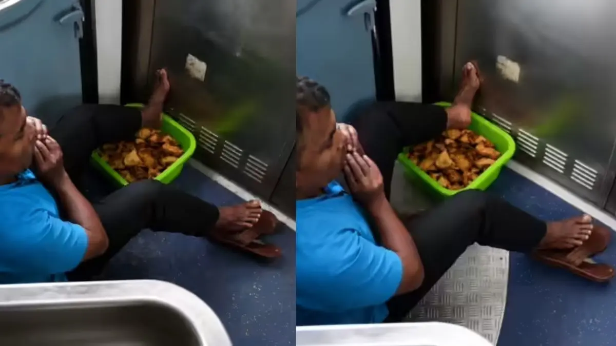 खुली टोकरी में समोसा और उस पर रखे गंदे पैर... ट्रेन में आप भी बड़े चाव से खाते हैं समोसे? रुकिए, ये VIDEO देखते ही आ जाएगी उल्टी! Viral Video