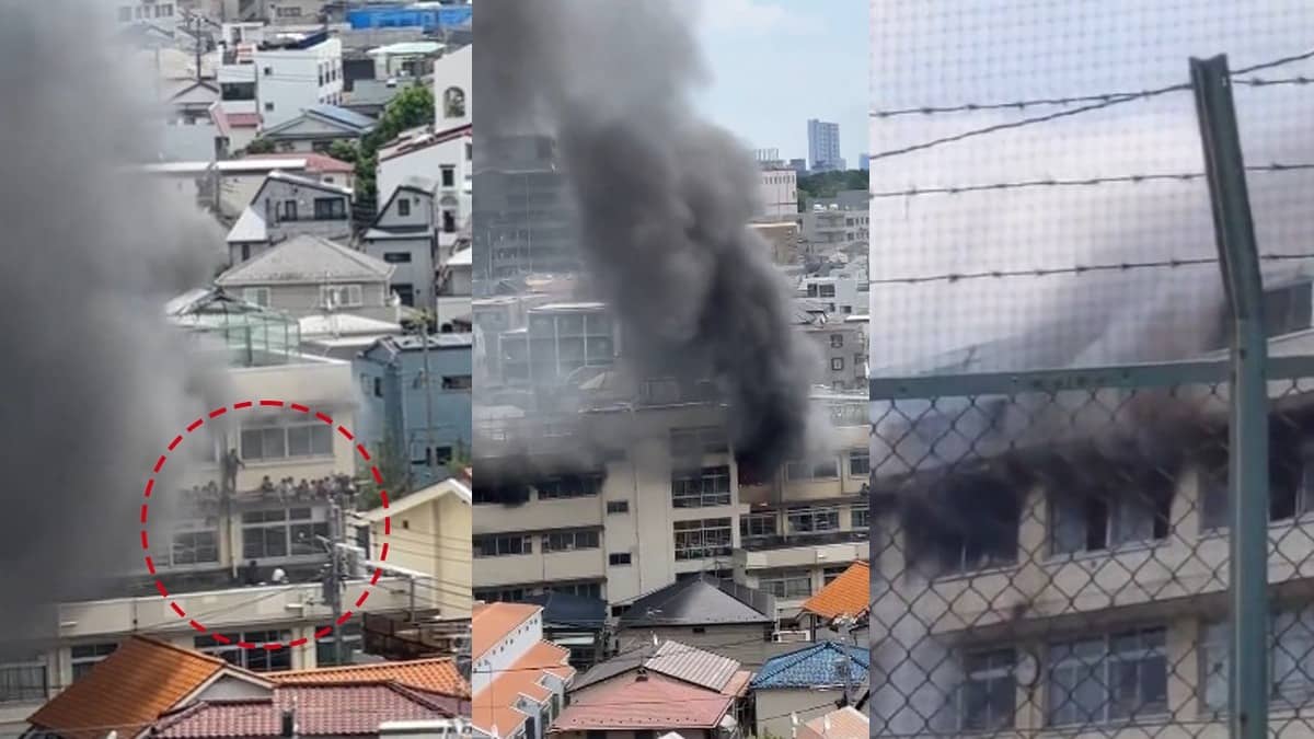 300 Students, Teachers Trapped As Massive Fire Engulfs Tokyo Elementary School; Dramatic Rescue Saves All | Terrifying Visuals