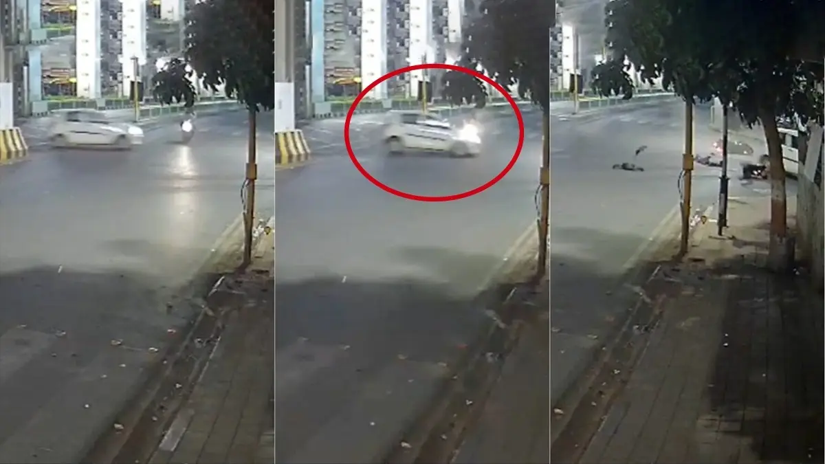 Ahmedabad Hit-And-Run: 1 Dead, 2 Injured After Speeding Car With Zero Valid License Rams Triple-Rider Bike; CCTV Captures Fatal Crash Ahmedabad Hit-And-Run: One Dead, Two Injured After Speeding Car Rams Triple-Rider Bike