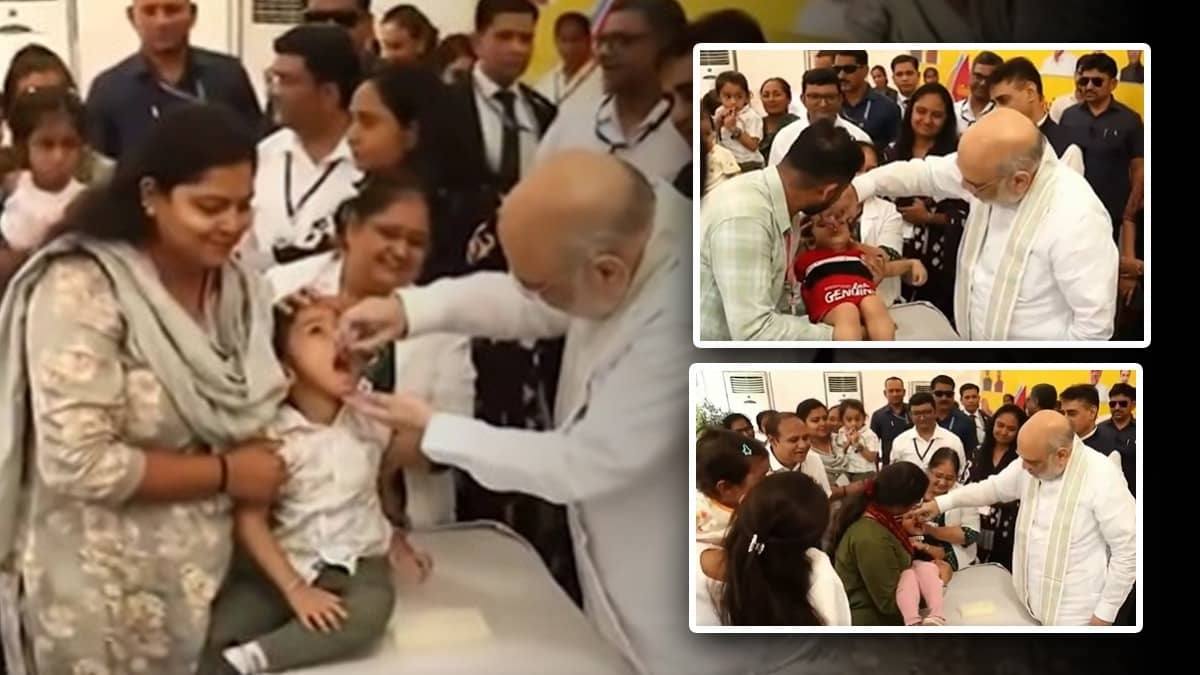 Amit Shah Administers Polio Drops to Children at Launch of 'PM-Family Care Tracker' in Gujarat
